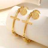 Gold Cross & Virgin Mary Bracelet