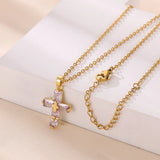 Rectangular Crystal Cross Necklace