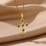 Golden Ebony Cross Necklace