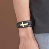 Men’s Leather Cross Bracelet
