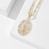 Virgin Mary Golden Radiance Cross Necklace