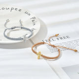 Adjustable Braided Bracelet with Cross Charms