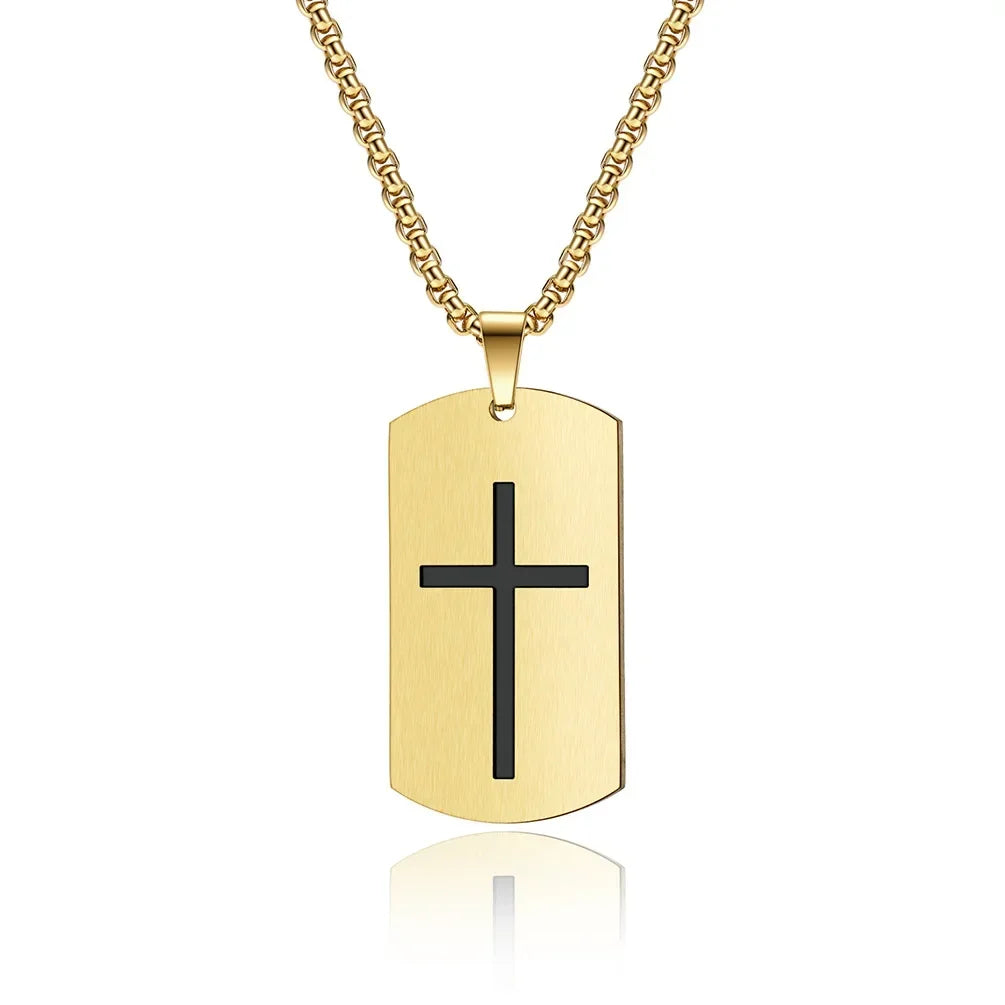 Men’s Military Cross Dog Tag Necklace