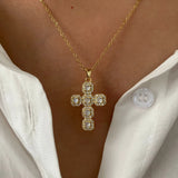 Cross Necklace with Crystals