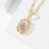 Gold Virgin Mary Medallion Necklace