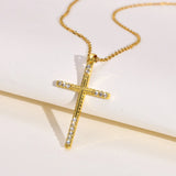 Gold Cubic Zirconia Cross Necklace