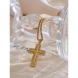 Gold Crystal Cross Necklace