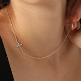 Fine Horizontal Cross Necklace
