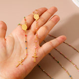 Virgin Mary Cross Pendant Religious Necklace