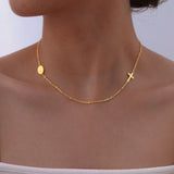 Gold Cross Necklace with Elegant Medal