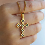 Golden Ebony Cross Necklace