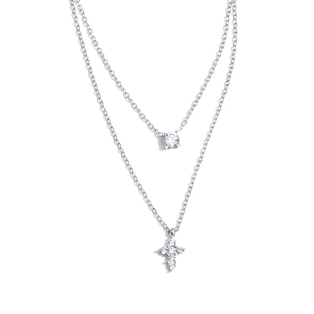 Double Shine Cross Necklace