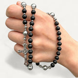 Beaded Rosary with Silver Crucifix