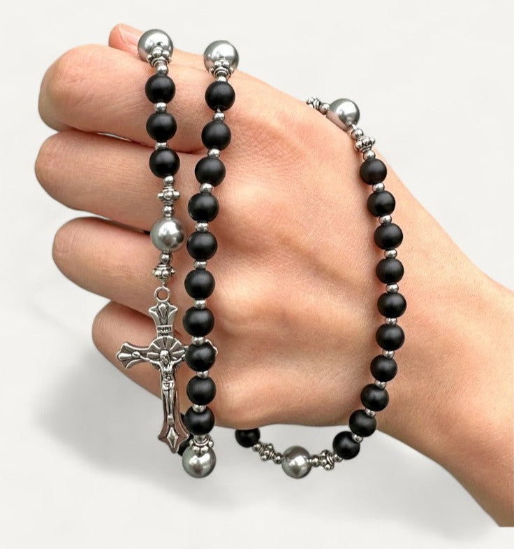 Beaded Rosary with Silver Crucifix
