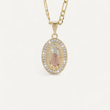 Virgin Mary Golden Radiance Cross Necklace