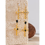 Golden Majesty Cross Earrings