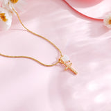 Zircon Cross & Pearl Heart Necklace
