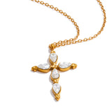 Golden Cross Necklace with Luminous Stones