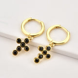 Black Onyx Cross Earrings