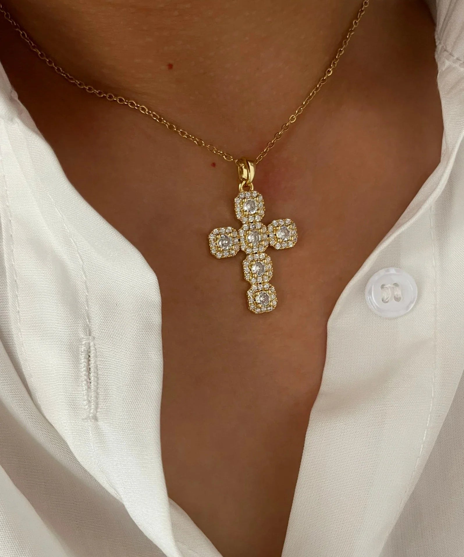 Cross Necklace with Crystals