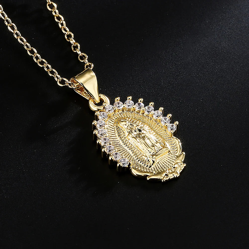 Gold Virgin Mary Necklace