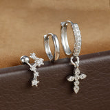 Cross Earring Set with Crystals