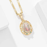 Gold Virgin Mary Medallion Necklace