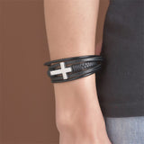 Men’s Leather Cross Bracelet