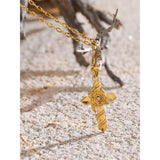 Gold Floral Cross Necklace