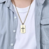 Men’s Military Cross Dog Tag Necklace