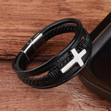 Men’s Leather Cross Bracelet