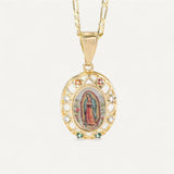 Gold Virgin Mary Medallion Necklace