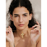 Royal Cross Necklace with Gold Pearls