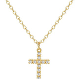 Cross Necklace for Women Teen Girls, Non Tarnish Waterproof Fashion 14K Gold Plated Zircon Rose Flower Cross Pendant Necklaces