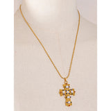 Royal Cross Necklace with Gold Pearls
