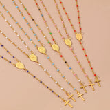 Virgin Mary Cross Pendant Religious Necklace