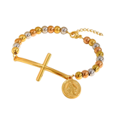Gold Cross & Virgin Mary Bracelet
