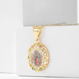 Gold Virgin Mary Medallion Necklace