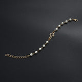 Mother-of-Pearl Bead Bracelet with Cross Pendant