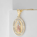 Virgin Mary Golden Radiance Cross Necklace