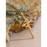 Gold Intertwined Heart Cross Necklace