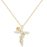 Cross Necklace for Women Teen Girls, Non Tarnish Waterproof Fashion 14K Gold Plated Zircon Rose Flower Cross Pendant Necklaces