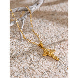 Gold Floral Cross Necklace