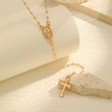 Golden Grace Rosary Cross Necklace