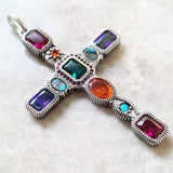 Colorful Stone Cross Pendant