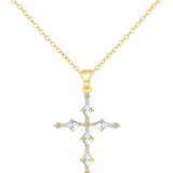 Cross Necklace for Women Teen Girls, Non Tarnish Waterproof Fashion 14K Gold Plated Zircon Rose Flower Cross Pendant Necklaces