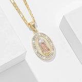 Virgin Mary Golden Radiance Cross Necklace