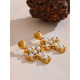 Imperial Pearl Cross Earrings
