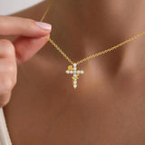 Cross Necklace for Women Teen Girls, Non Tarnish Waterproof Fashion 14K Gold Plated Zircon Rose Flower Cross Pendant Necklaces