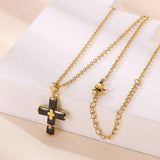 Rectangular Crystal Cross Necklace